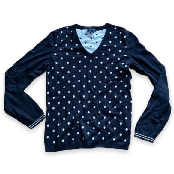 Tommy hilfinger polka dot cardigan blue and white size medium - Picture 2 of 6